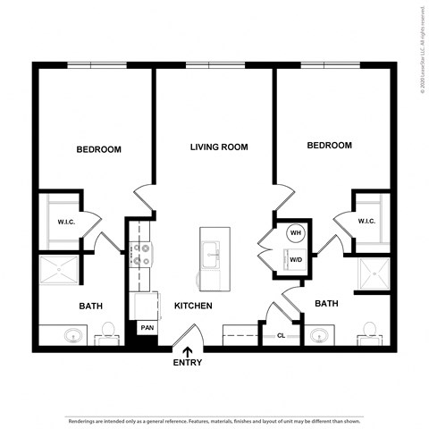 B2 2 bedroom 2 bath floorplan