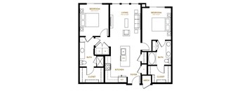 B3 Two Bedroom Two Bath Floor Plan at Berkshire Pullman, Texas