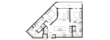 B6 Two Bedroom Two Bath Floor Plan at Berkshire Pullman, Frisco, 75034