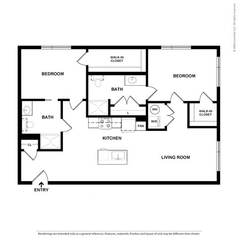 B6 2 bedroom 2 bath floorplan
