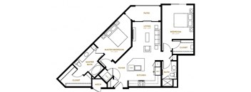 B7 Two Bedroom Two Bath Floor Plan at Berkshire Pullman, Frisco, Texas