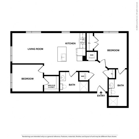 B7 2 bedroom 2 bath floorplan