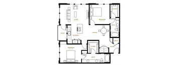 B8 Two Bedroom Two Bath Floor Plan at Berkshire Pullman, Frisco