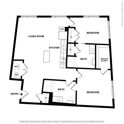 B8 2 bedroom 2 bath floorplan