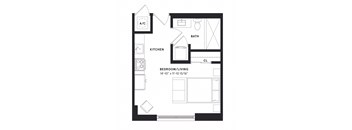 floorplan of a studio apartment at 29 Wyn apartments in Miami, FL