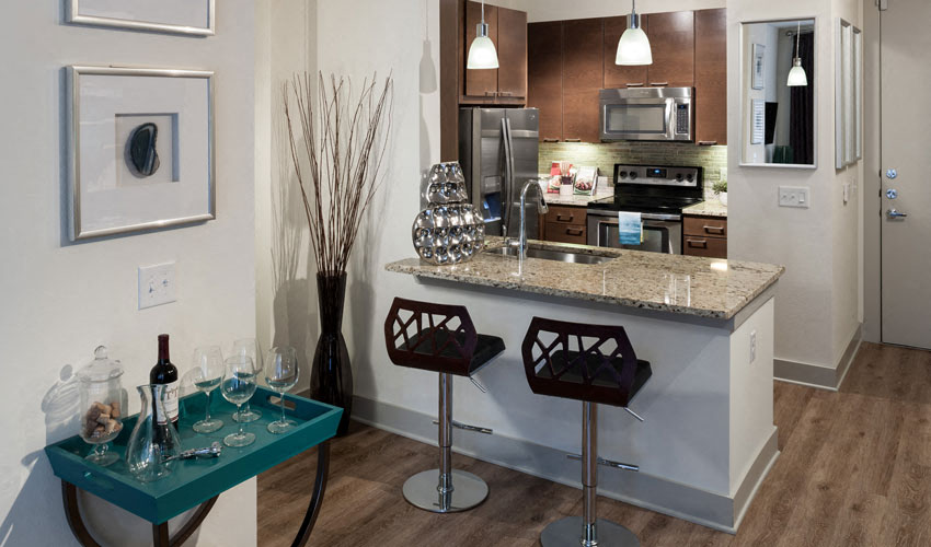 Wood-Style Flooring in Living Room & Dining Room at Berkshire Medical District, Texas