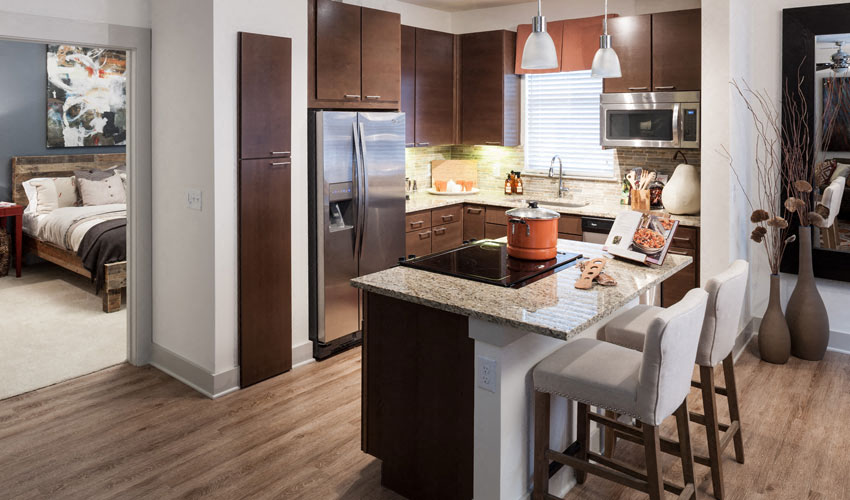 Gourmet Kitchen with Granite Countertops at Berkshire Medical District, Dallas