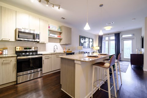 Kitchen Island at Berkshire Chapel Hill apartments 201 S Elliott Rd., Chapel Hill, NC 27514