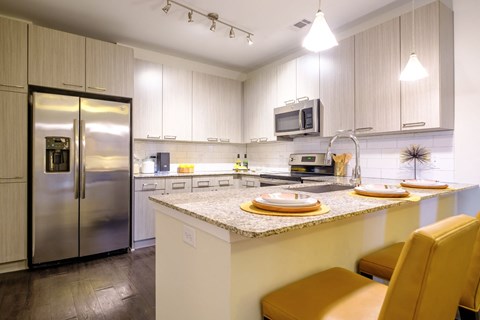Kitchen at Berkshire Chapel Hill apartments 201 S Elliott Rd., Chapel Hill, NC 27514