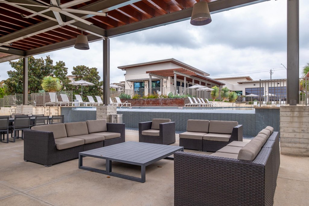 outdoor social lounge at Berkshire Santal apartments