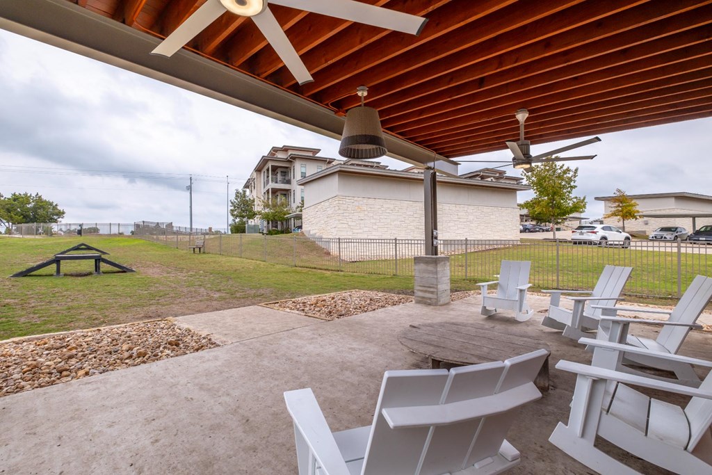 outdoor covered patio at Berkshire Santal apartments
