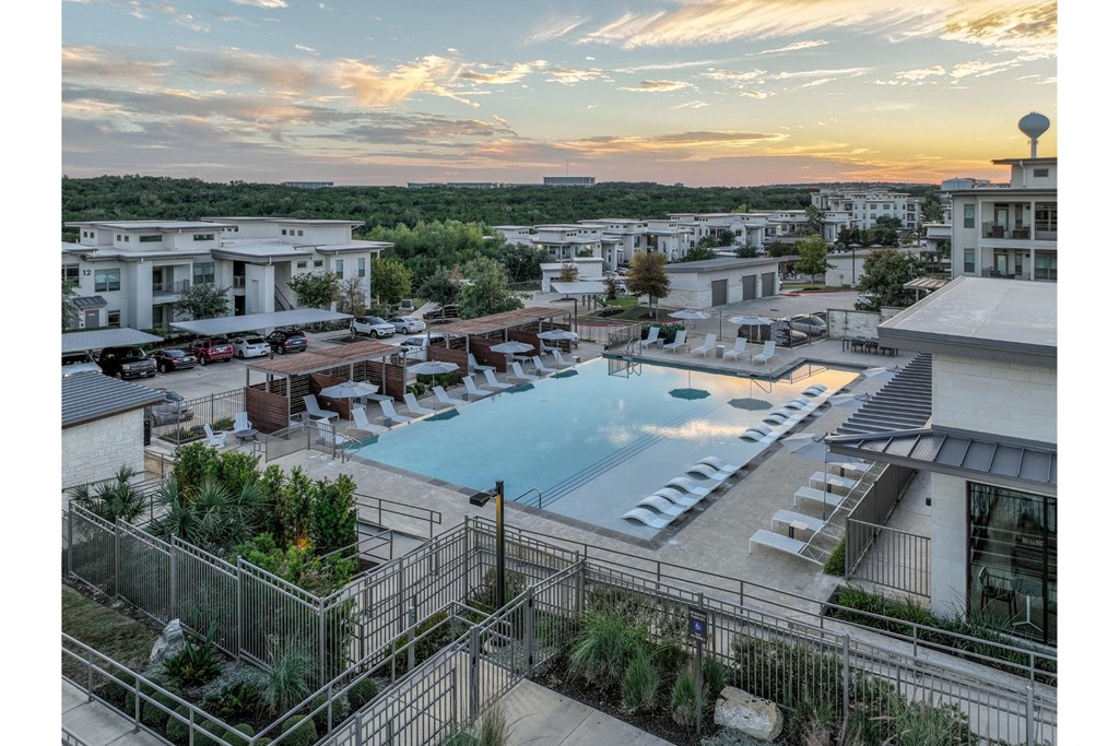 an aerial view of the swimming pool at Berkshire Santal apartments