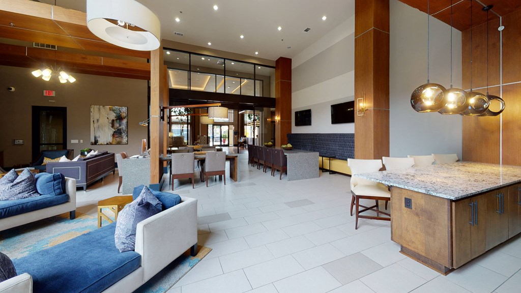 a view of the lobby at the bradley braddock road station apartments