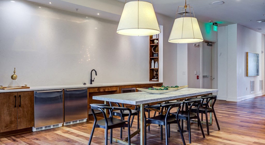 Entertaining kitchen and social area at Berkshire Ballantyne apartments