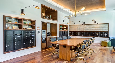Executive style business lounge at Berkshire Ballantyne apartments