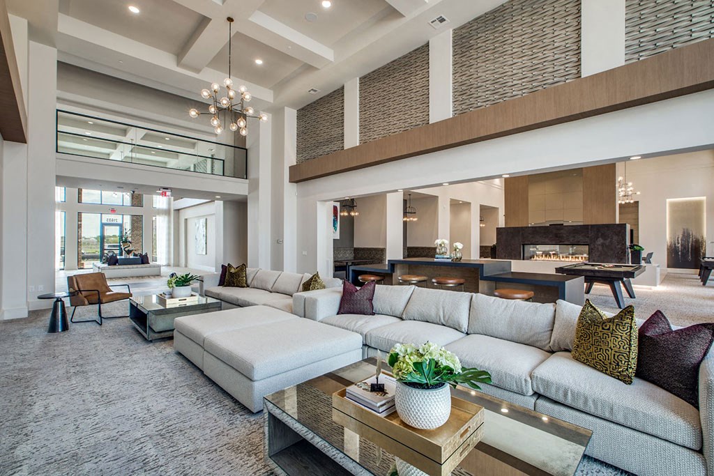 Social Lounge With Fireplace at Berkshire Exchange Apartments, Spring