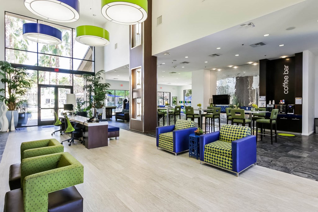 Avora apartments clubhouse with plenty of comfortable seating and conversation areas