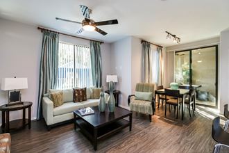 Avora apartments living room with hardwood-inspired flooring