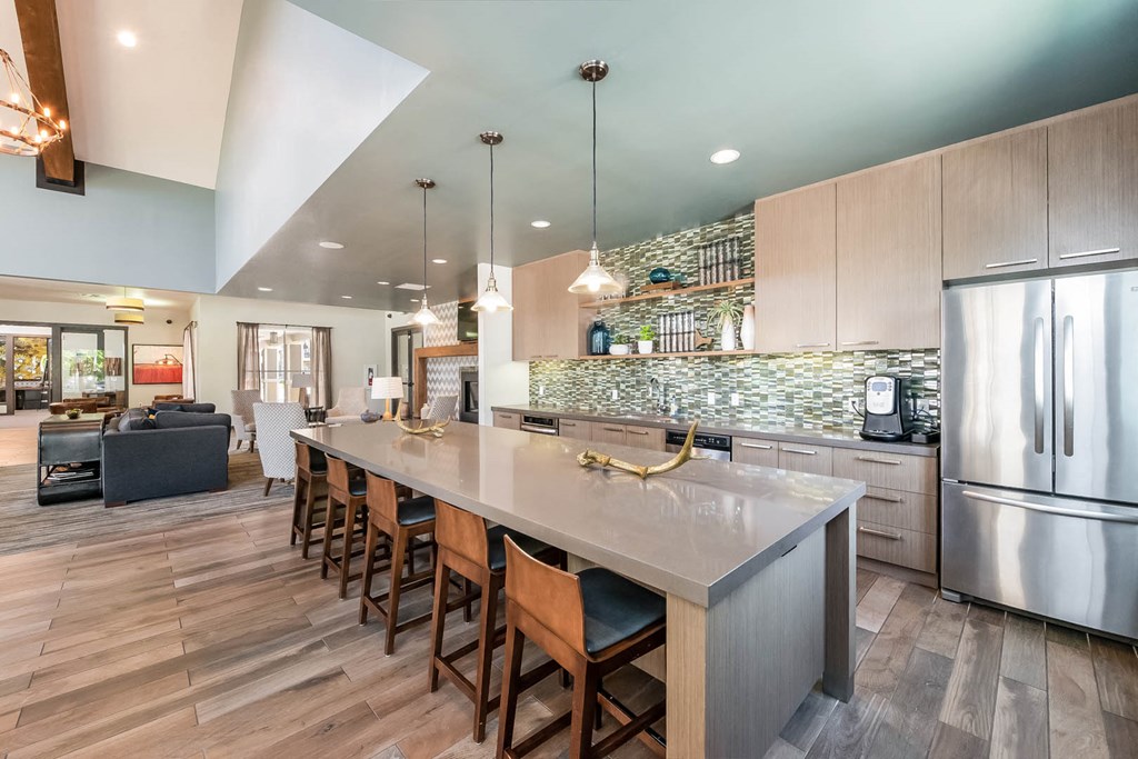 Carrick Bend apartments clubhouse entertaining kitchen and social gathering area