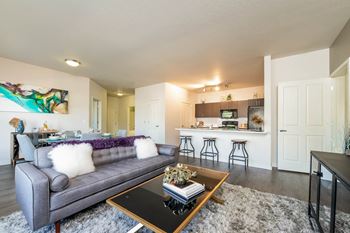 Carrick Bend breakfast bar and open-concept living area