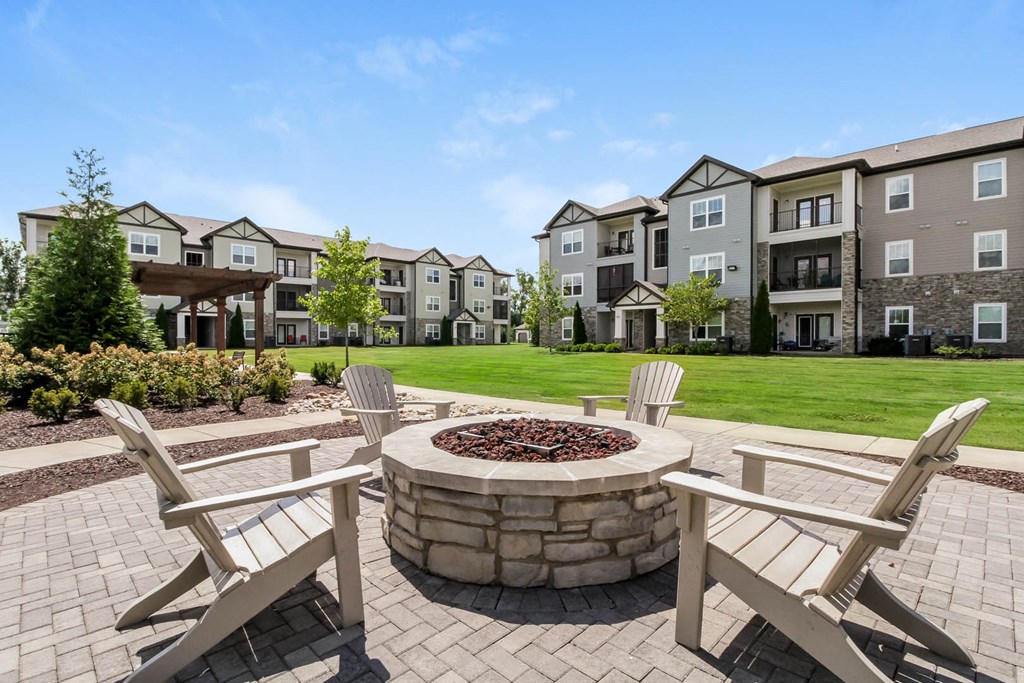 Copperfield apartments outdoor fire pit and social lounging area