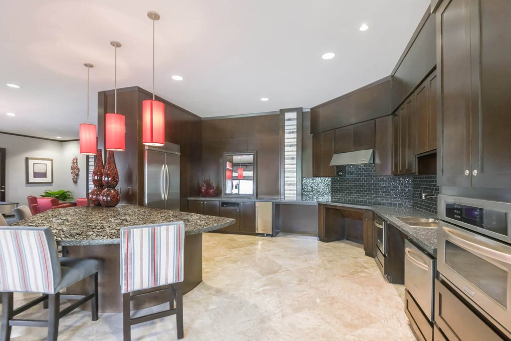 Falls at Eagle Creek apartments social area and demonstration kitchen