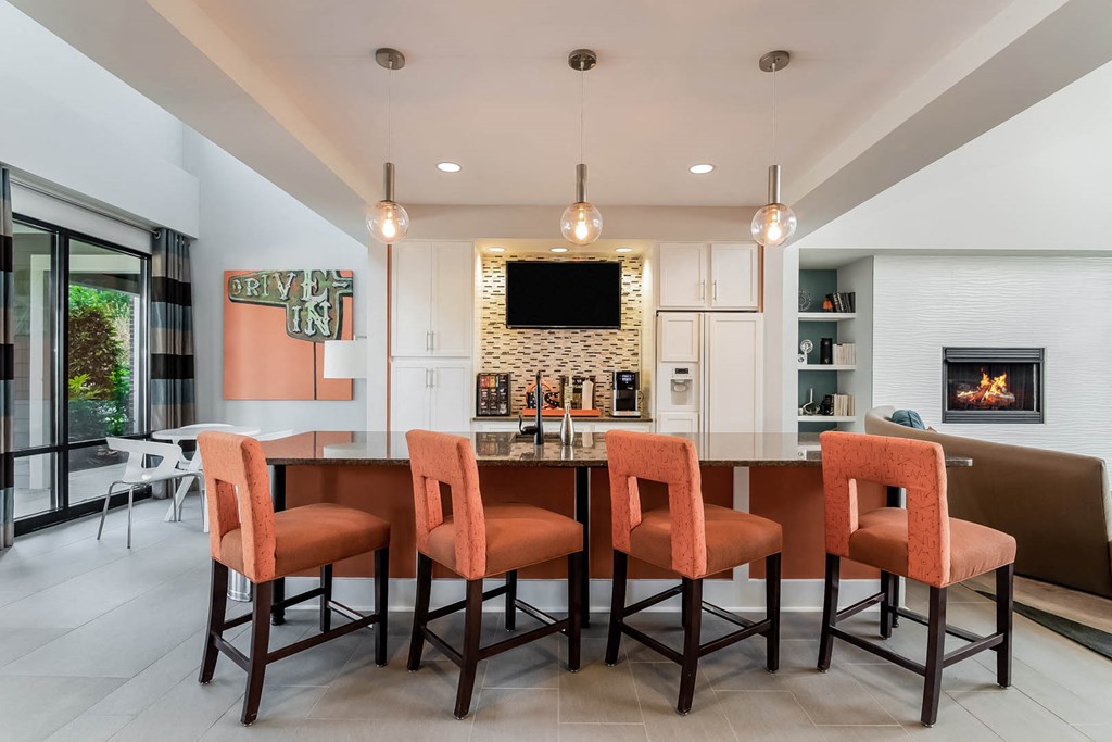Village at Marquee Station apartments clubroom and social gathering spaces