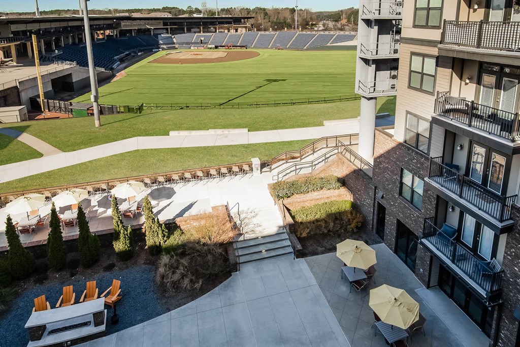 Views at Coolray Field apartments overlooking the baseball field