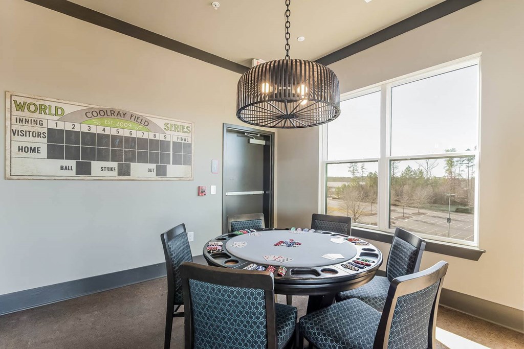 Views at Coolray Field apartments game room poker area