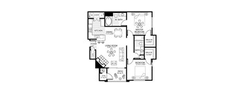 A black and white image of a floor plan for a house.