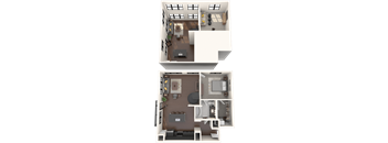 a floor plan of a house with a bedroom and a living room