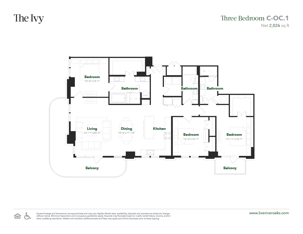The Ivy apartments C1 floor plan