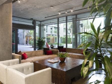 a living room with a couch and a table