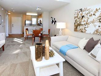 Living room with sofa and coffee table at The Enclave CA, San Jose, CA, 95134 - Photo Gallery 4