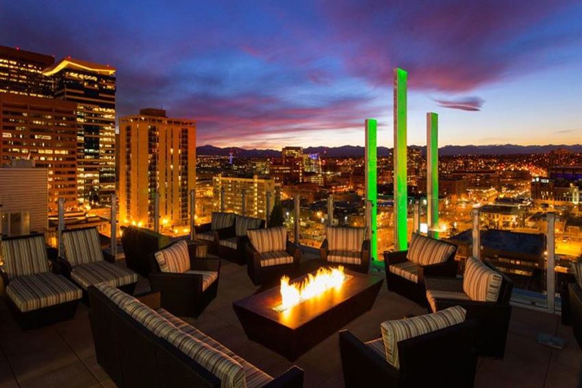 Rooftop Lounge With Fireplace at 2020 Lawrence, DENVER, Colorado - Photo Gallery 1