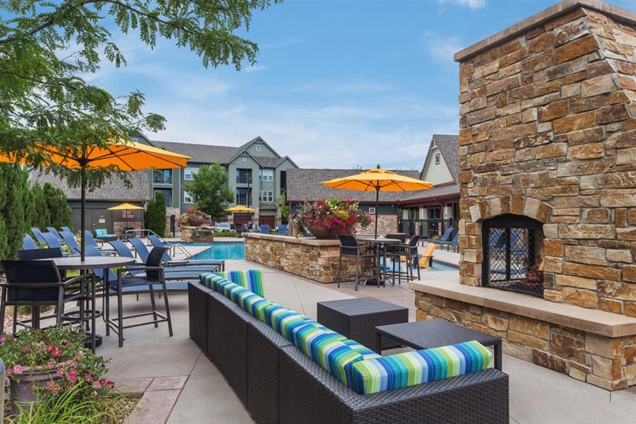 Outdoor courtyard with fire pit at Berkshire Aspen Grove, Colorado, 80120