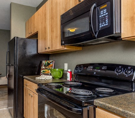 Interiors Berkshire Fort Mill kitchen with black appliances
