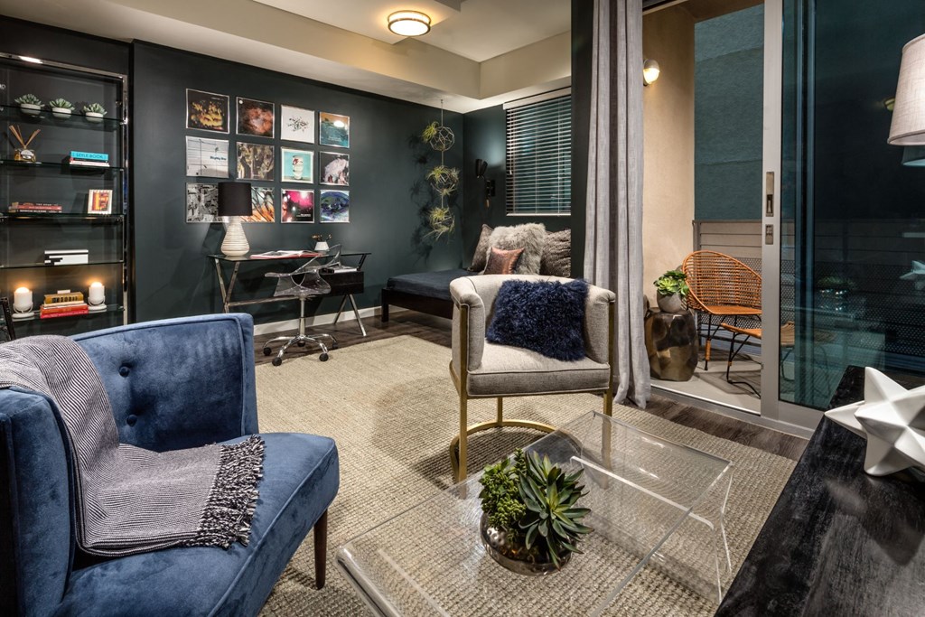Alternate View Of Living Room With Tile Floor at Berkshire K2LA, Los Angeles, CA, 90005