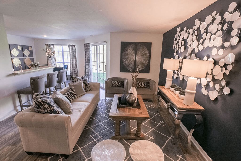 Modern Living Room at The Residence at Christopher Wren Apartments, Columbus