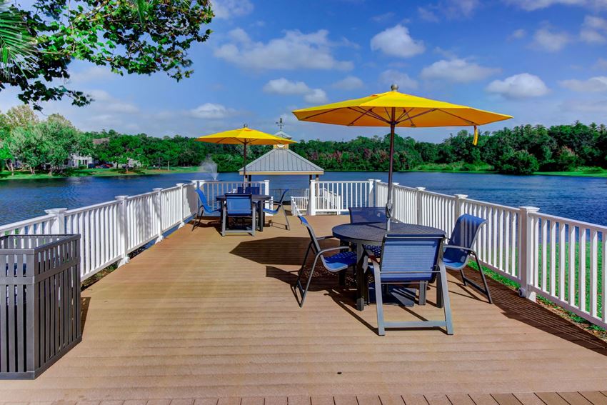 Amenities- Lake with gazebo deck and seating arrangements at Citrus Park, Tampa, FL, 33625 - Photo Gallery