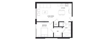 floorplan of a one bedroom luxury apartment at 29 Wyn apartments in Miami, FL