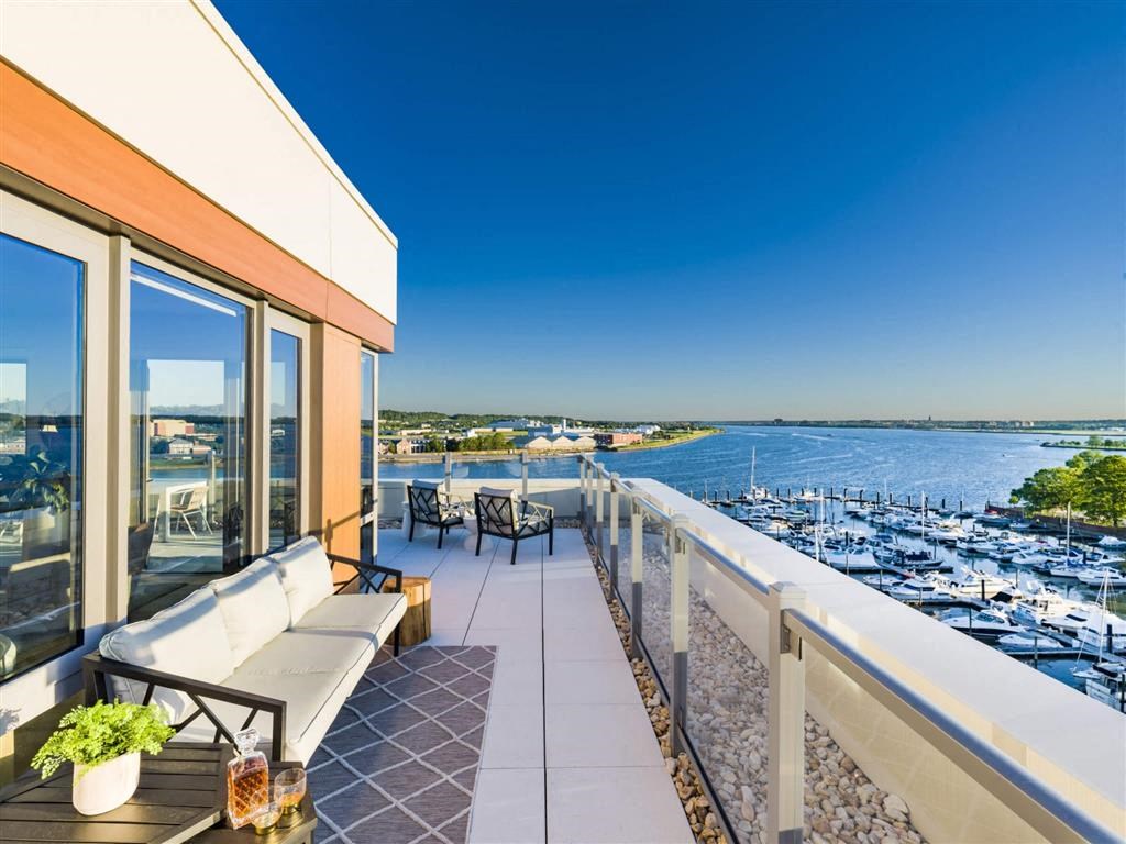 RiverPoint apartments in Washington, DC penthouse suite balcony waterfront view