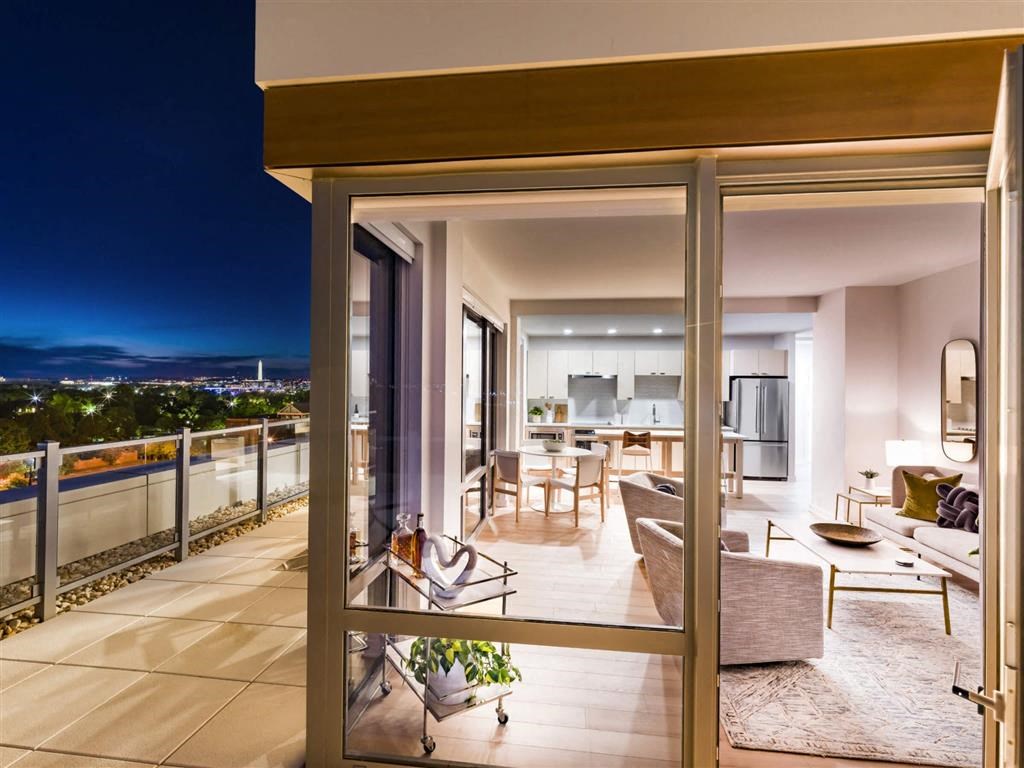 RiverPoint apartments in Washington, DC penthouse apartment night time waterfront and city views