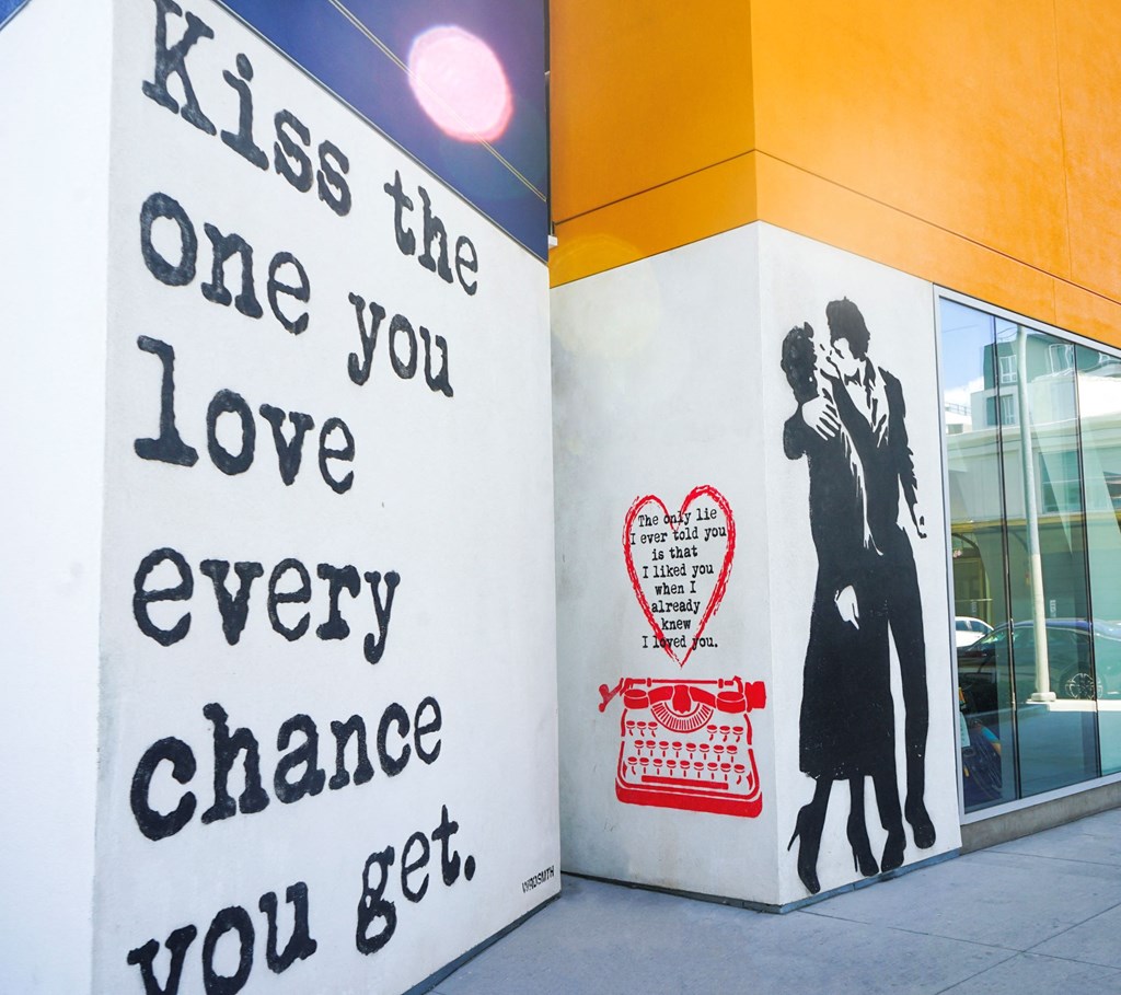 Wall mural at One Santa Fe Residential Los Angeles California 90012