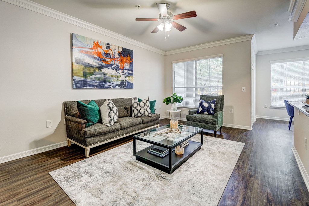 Living room with hard surface flooring, Plaza Museum District