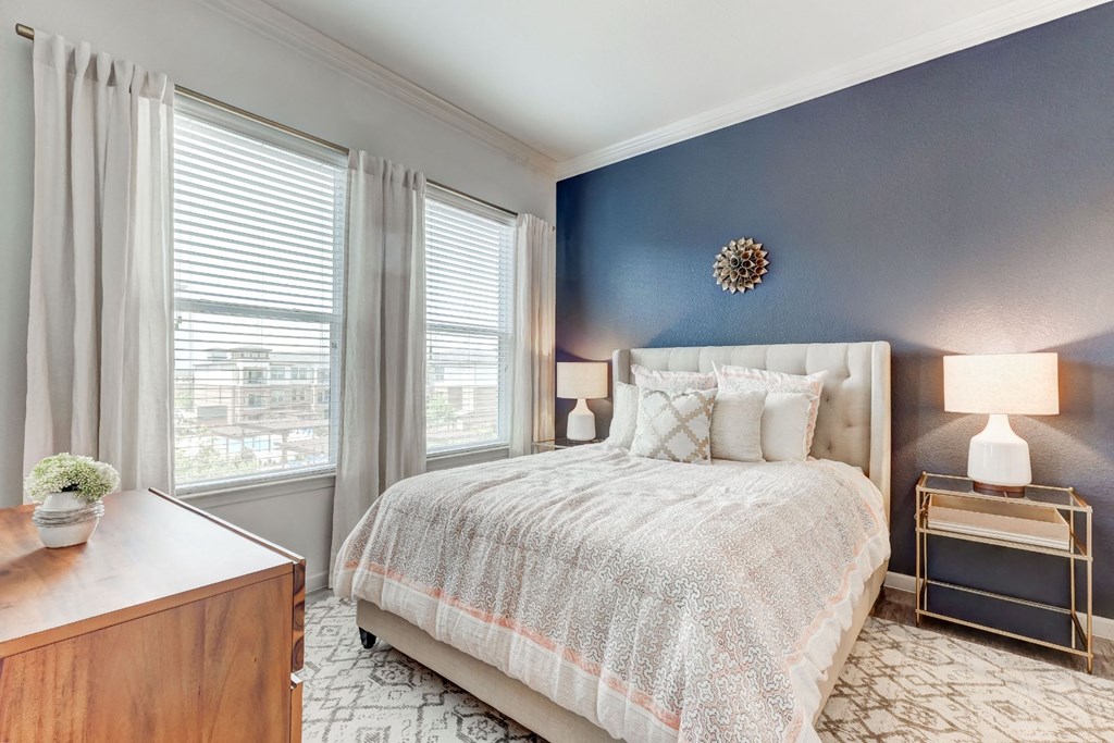 Bedroom With Expansive Windows at McKinney Square Apartments, McKinney, Texas