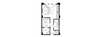 Studio  E1 Floor Plan at Berkshire Pullman, Frisco, Texas
