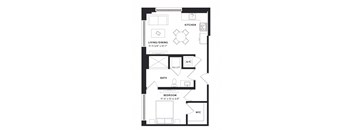 floorplan of a one bedroom luxury apartment at 29 Wyn apartments in Miami, FL