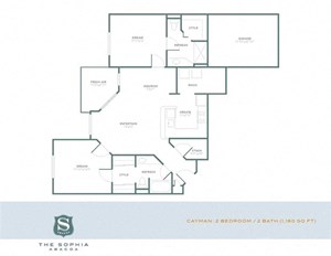 Floorplan Photos Gallery 2 bedroom 2 bath room Cayman Floor Plan at The Sophia at Abacoa, Jupiter, FL