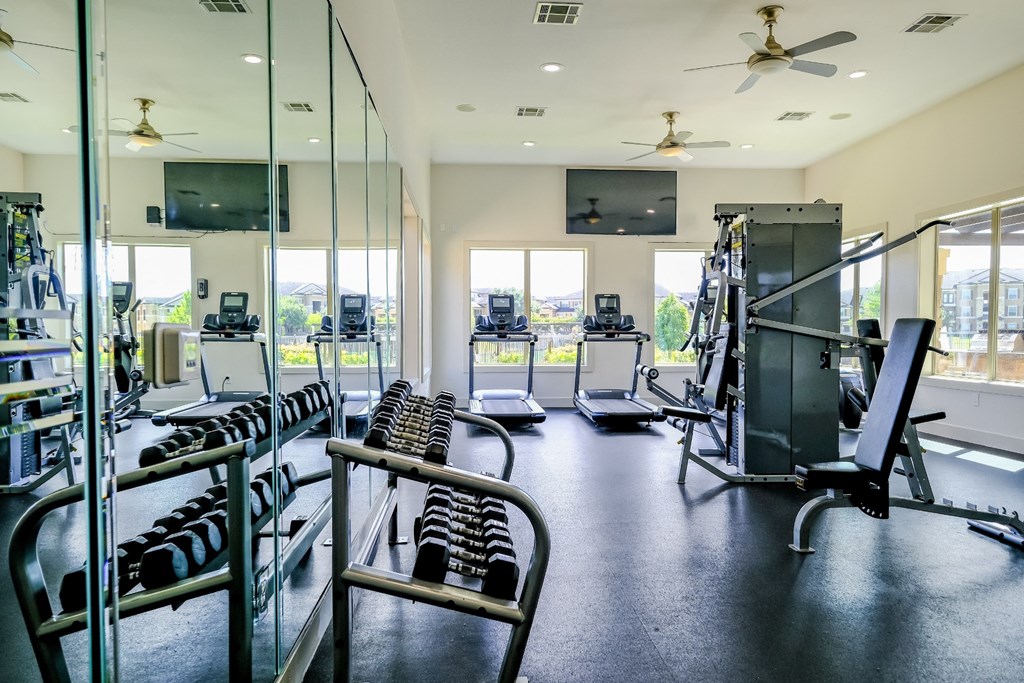 fitness center at The Falls at Copper Lake apartments